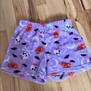 Girls Purple Halloween Themed Fleece Shorts